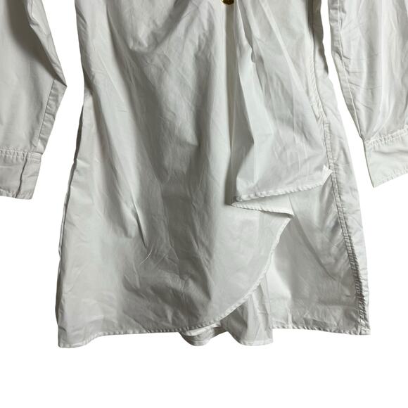 Tanya Taylor Winnie White Long Sleeve Poplin Wrap Shirt Mini Dress Size 6 - Picture 8 of 14